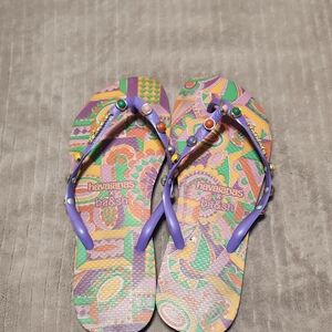Havaianas X BA&SH Purple and Multicolor Sandals